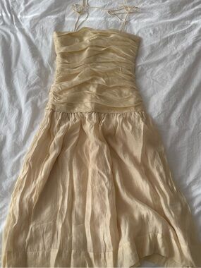 Zara Yellow Strapless Layered Midi Dress